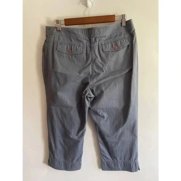 J Jill Blue 100% Cotton Textured Capri Pants Genuine Fit Below Waist 12 EUC 0304 - Picture 5 of 12